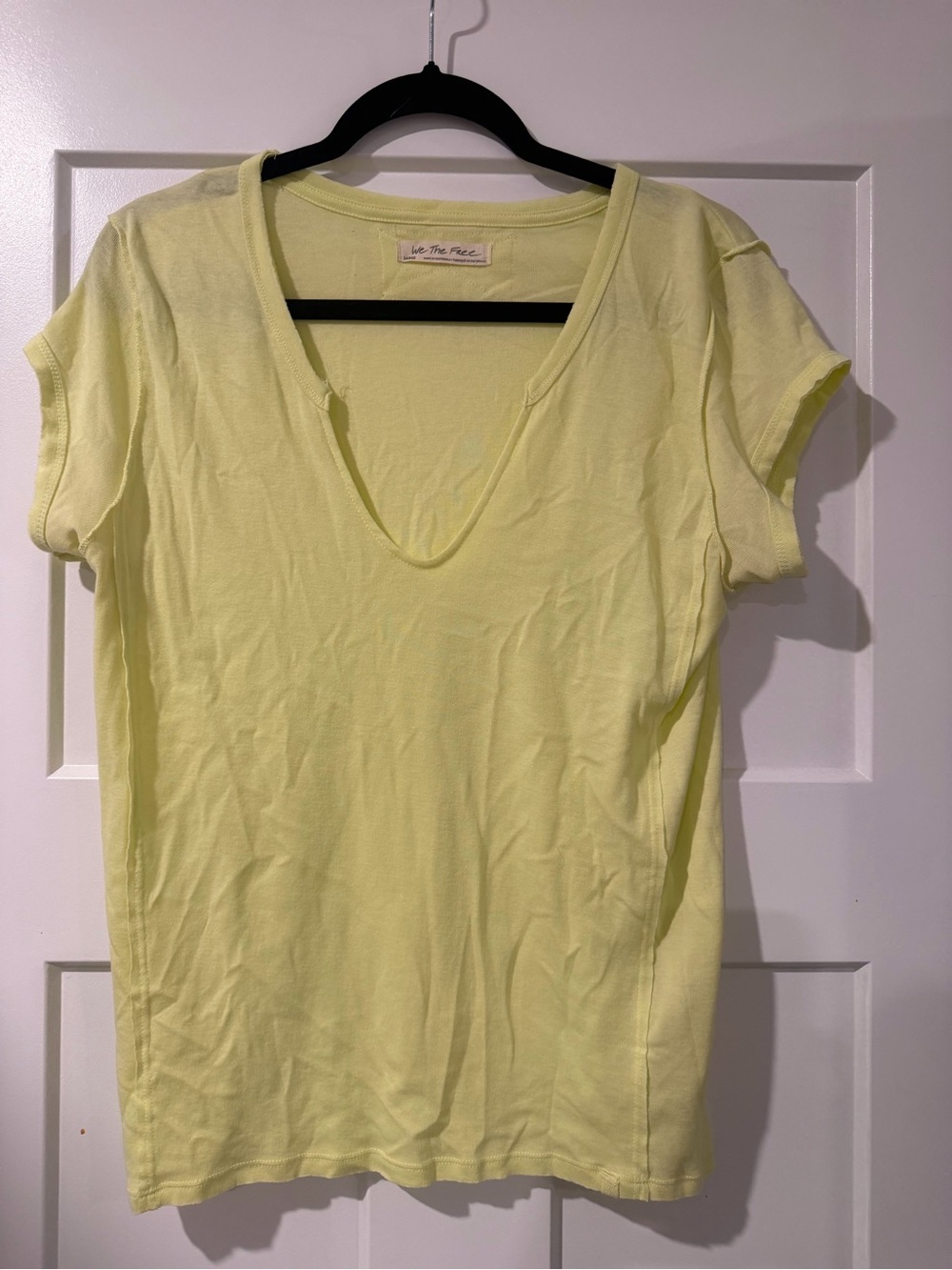 We The Free Pale Lemon V-Neck Short Sleeve Tee